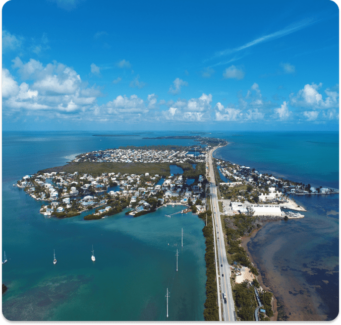 Aerial view of Islamorada, Florida.